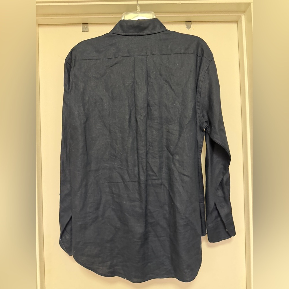 Lauren Ralph Lauren linen oxford - size M dark navy blue - Picture 2 of 6